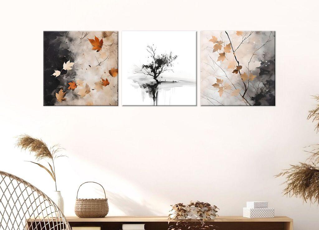 Wallity Декоративни слики на платно, 30x30 см, 3 парчиња, златни бои