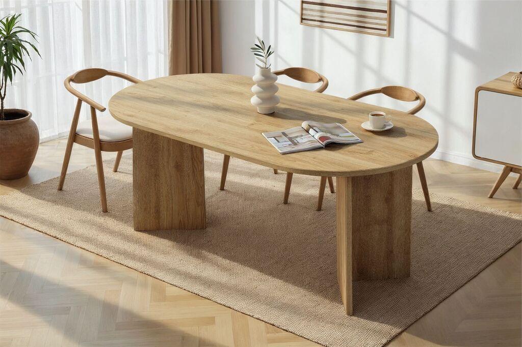 Трпезариска маса Nordure Sablin, 180 x 90 x 75 см, боја на даб