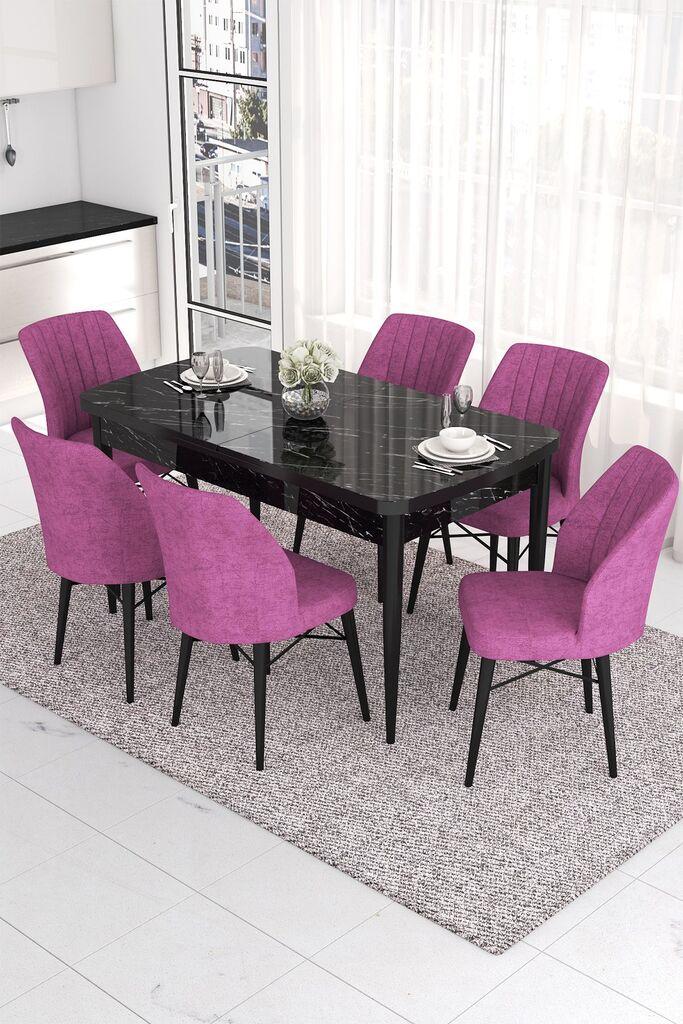 Hanah Home Комплет трпезариска маса и 6 столчиња Eva, виолетова-црна