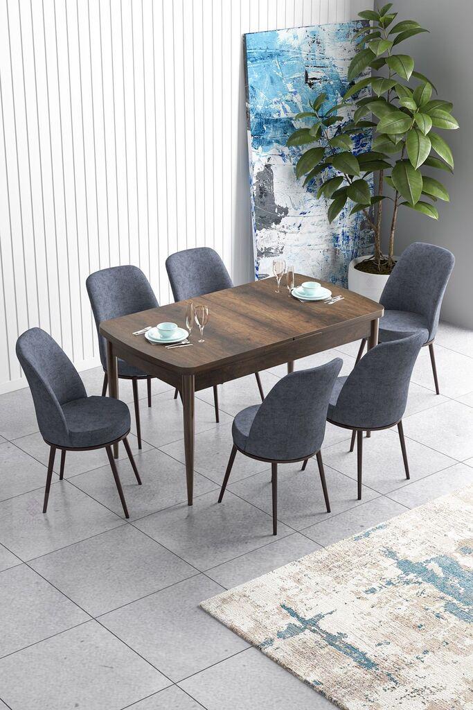 Hanah Home Set Трпезариска маса и 6 столчиња Han, сиво-кафеава