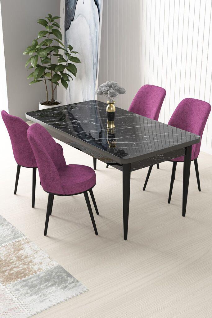 Hanah Home Set Трпезариска маса и 4 столчиња Nile, виолетова-црна