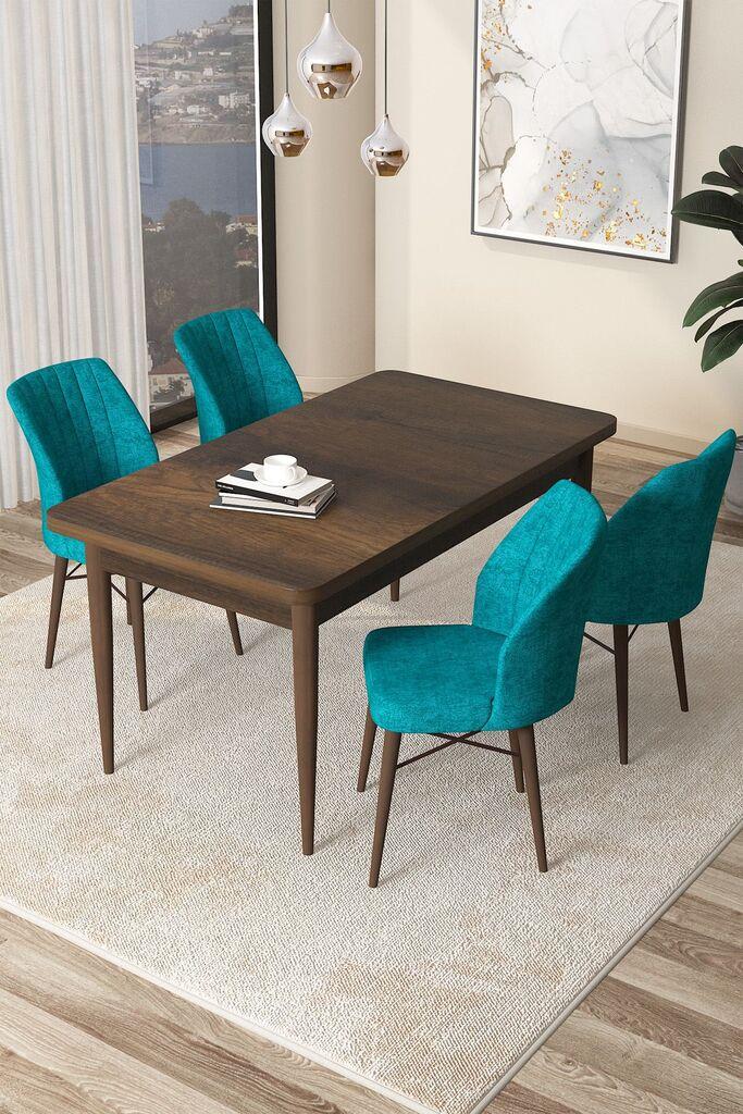 Hanah Home Set Трпезариска маса и 4 столчиња Arp, тиркизно-кафеава