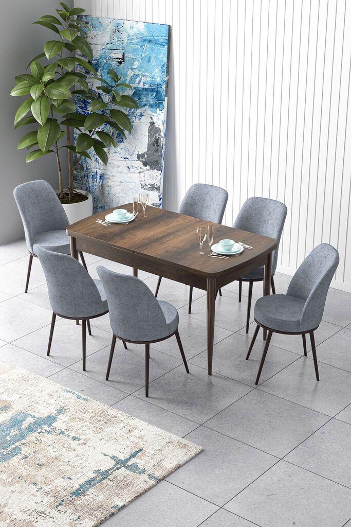 Hanah Home Set Трпезариска маса и 6 столчиња Zen, сиво-кафеава