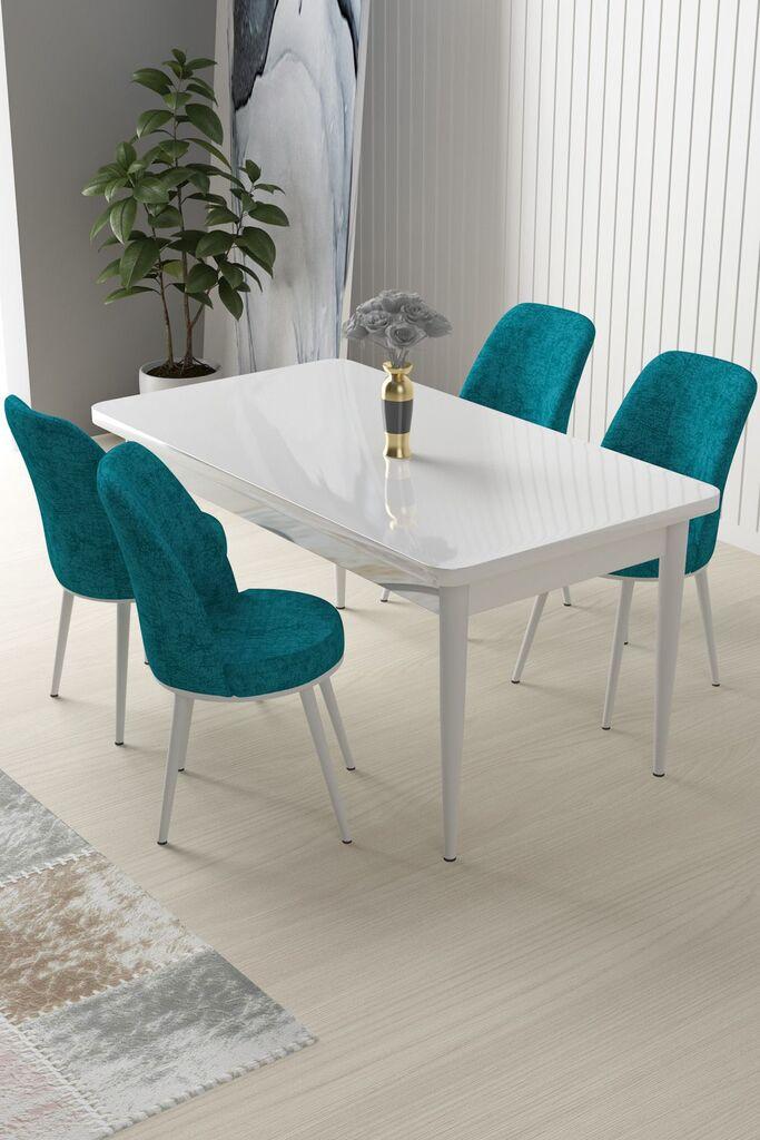 Hanah Home Set Трпезариска маса и 4 столчиња Нил, тиркизна бела