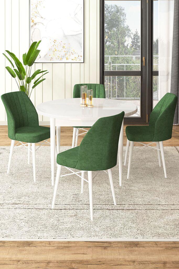 Hanah Home Set Трпезариска маса и 4 столчиња, зелена и бела