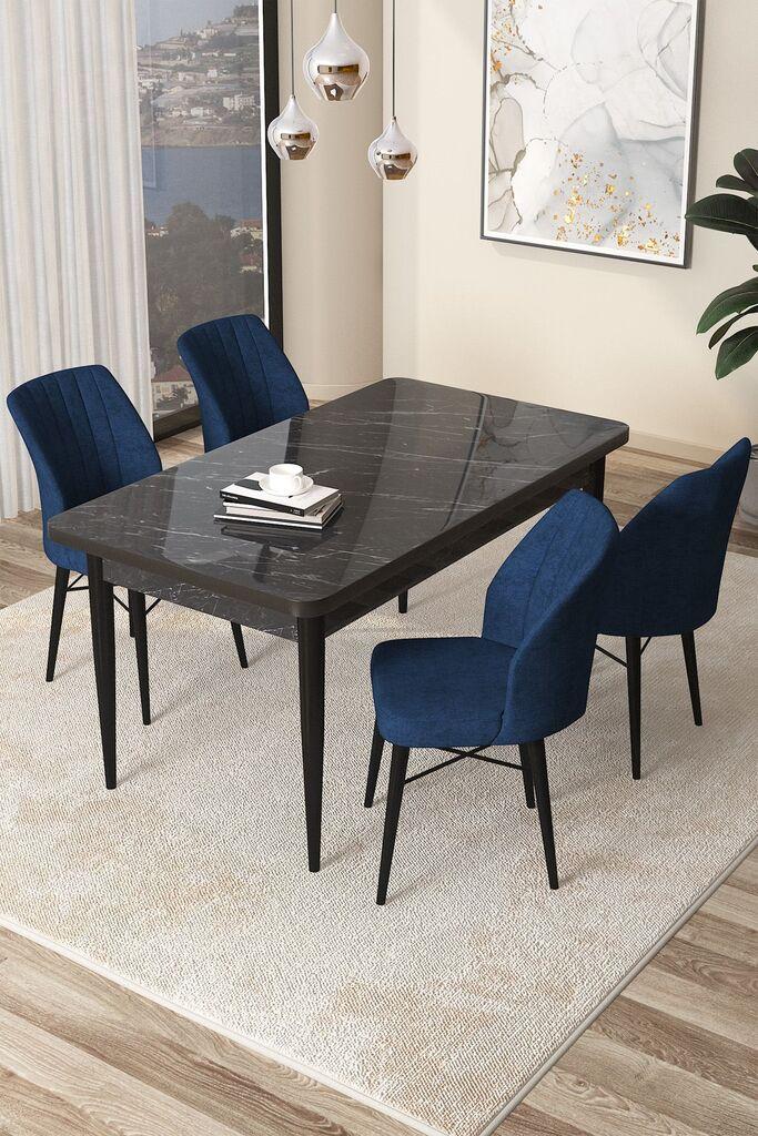 Hanah Home Комплет трпезариска маса и 4 столчиња Arp, темно сина