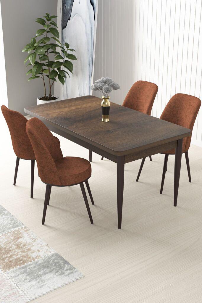 Комплет трпезариска маса Hanah Home и 4 столчиња Nile, теракота