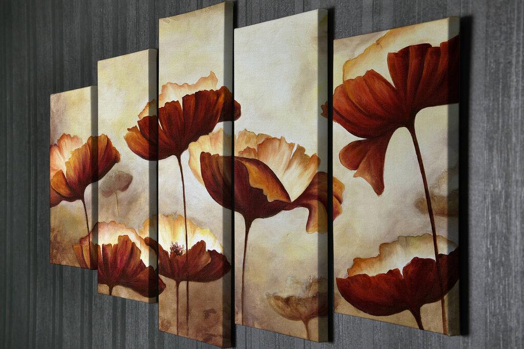 Wallity Декоративни слики на платно, 70x20 см, 5 парчиња, шарени