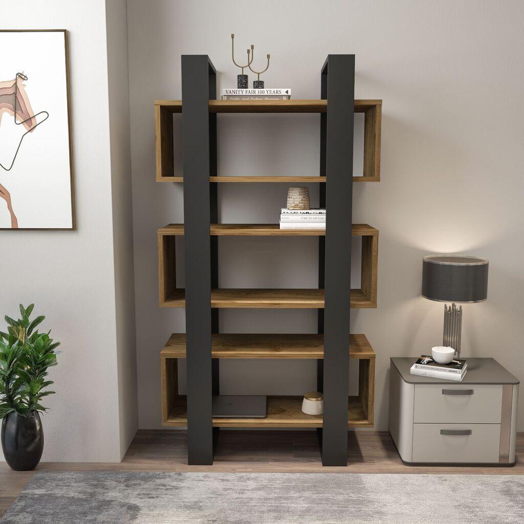Полица за книги Hanah Home Reina, 80x150x29,5 см, орев-антрацит