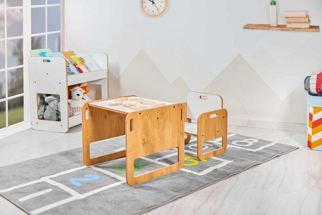 Детски сет маса и стол Hanah Home, 40x35x38 см, бела
