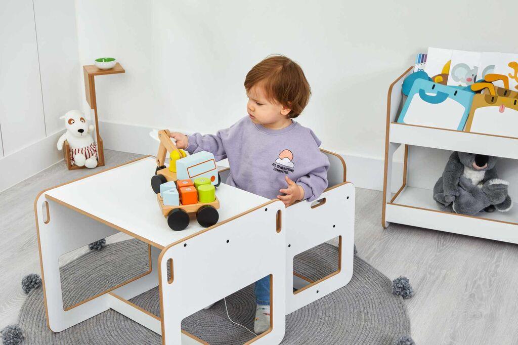 Детски сет маса и стол Hanah Home, 53x45x44.5 см, бела