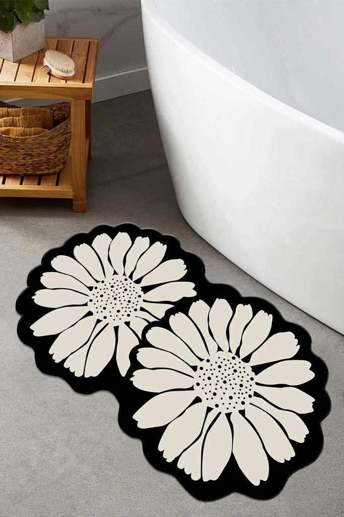 Килим за бања L'essentiel Maison Flor Extrana, 70 x 120 cm, црн