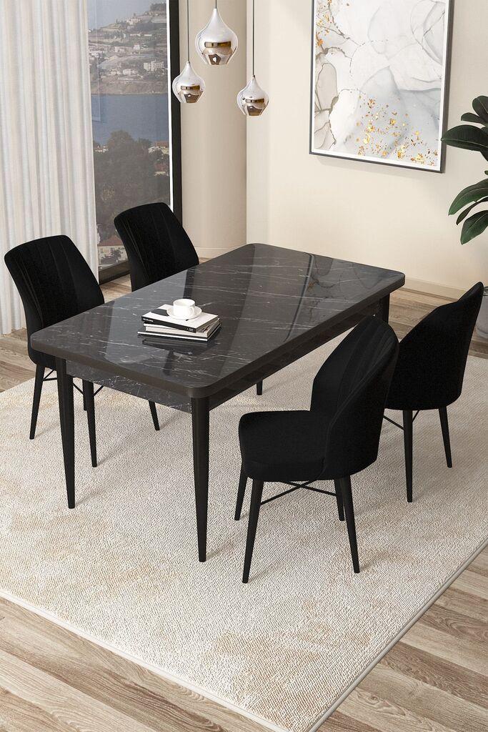 Hanah Home Set Трпезариска маса и 4 столчиња Arp, црна