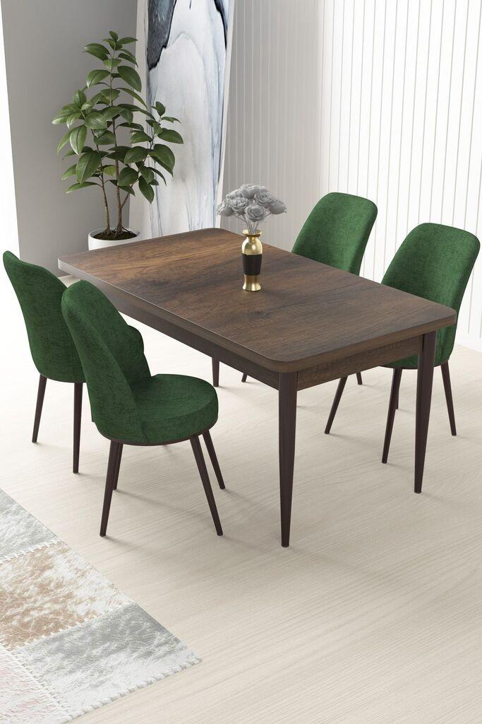 Hanah Home Set Трпезариска маса и 4 столчиња Nile, зелено-кафеава