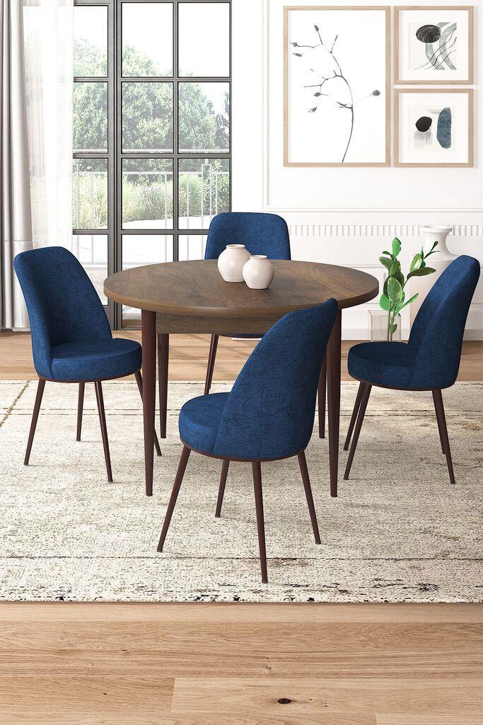 Hanah Home Set Трпезариска маса и 4 столчиња, темно сина