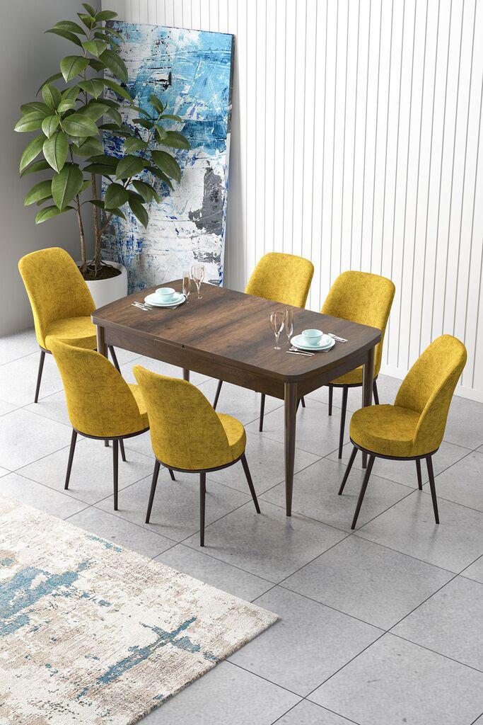 Hanah Home Set Трпезариска маса и 6 столчиња Zen, жолто-кафеава