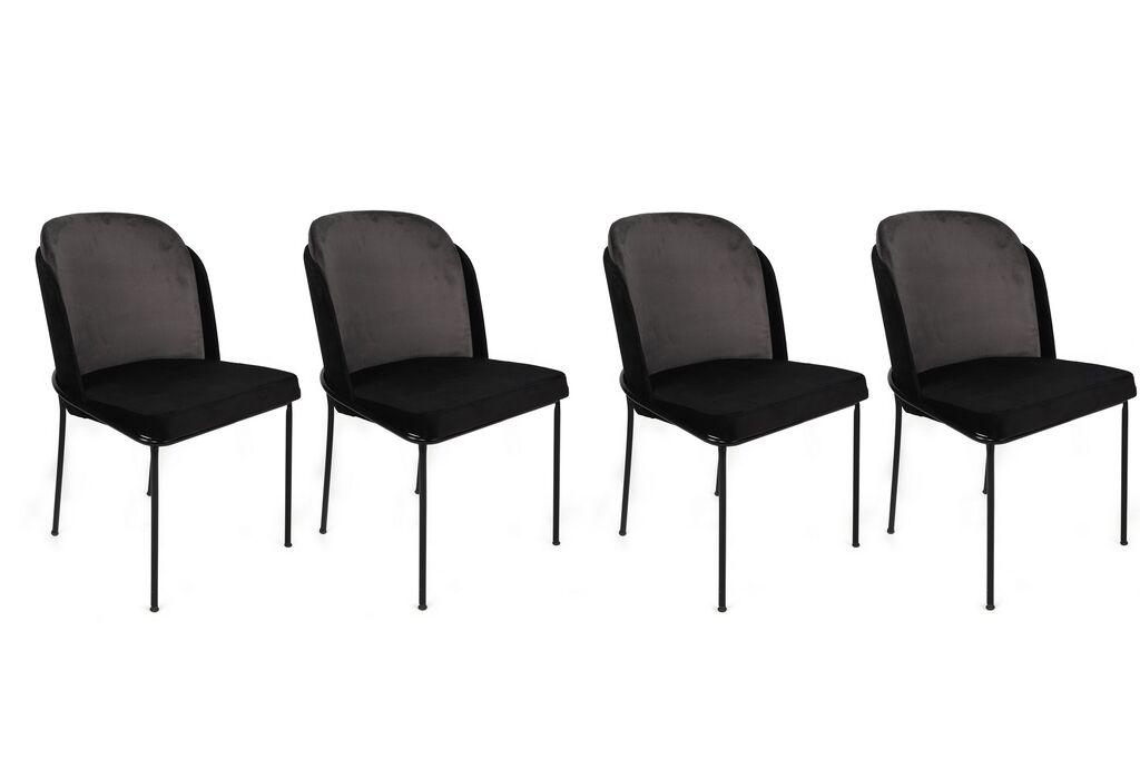 Комплет столчиња Hanah Home Dore-150 V4, 75x62x102 см, 4 парчиња, црна