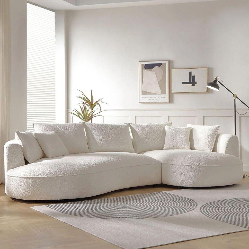 Atelier del Sofa Аголна тросед на расклопување Venedik десна, 317 x 163,5 x 71 см, бела