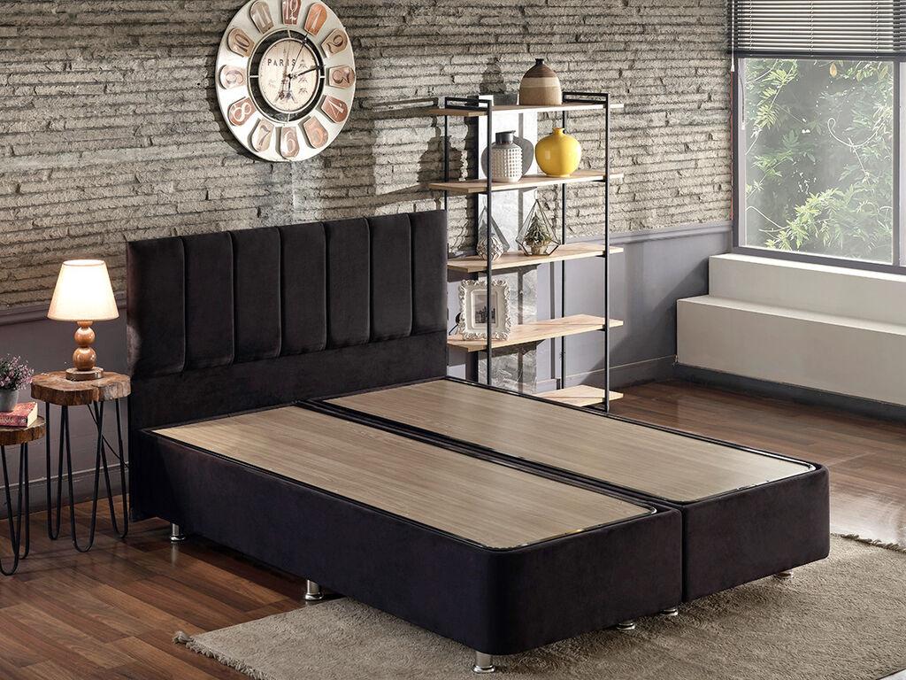 Основа за кревет Hanah Home со табла за глава Ela, 180x100x200 см, црна
