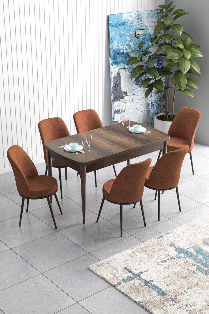 Hanah Home Set Трпезариска маса и 6 столчиња Хан, Теракота