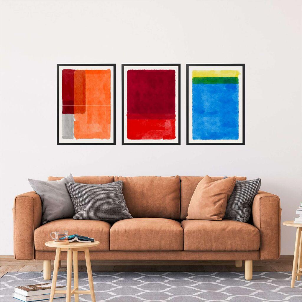 Wallity Декоративни слики во рамка, 50x70 см, 3 парчиња, шарени