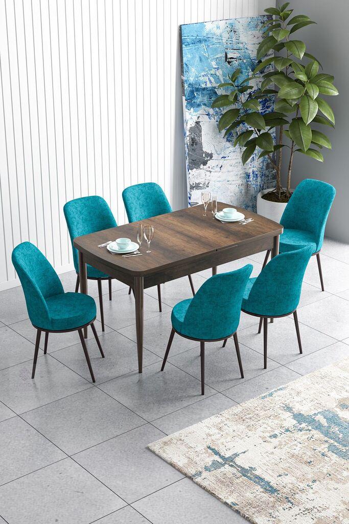 Hanah Home Set Трпезариска маса и 6 столчиња Han, тиркизно-кафеава