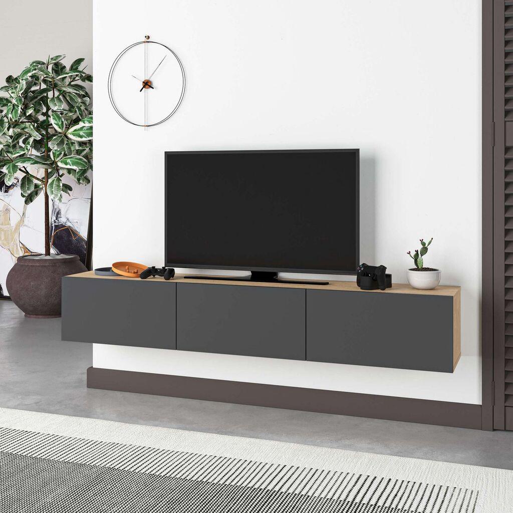 Комода за ТВ Hanah Home Francy 180, 180x30x30 см, Антрацит