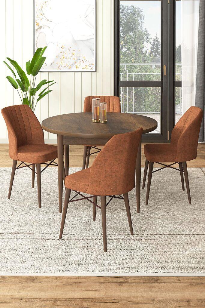 Hanah Home Set Трпезариска маса и 4 столчиња, Теракота