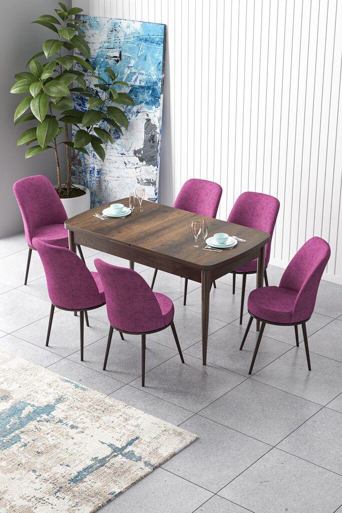 Hanah Home Set Трпезариска маса и 6 столчиња Zen, виолетово-кафеава