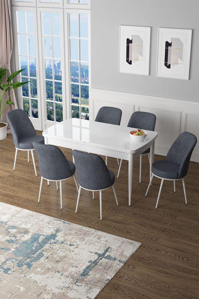 Hanah Home Set Трпезариска маса и 6 столчиња Zen, сиво-кафеава