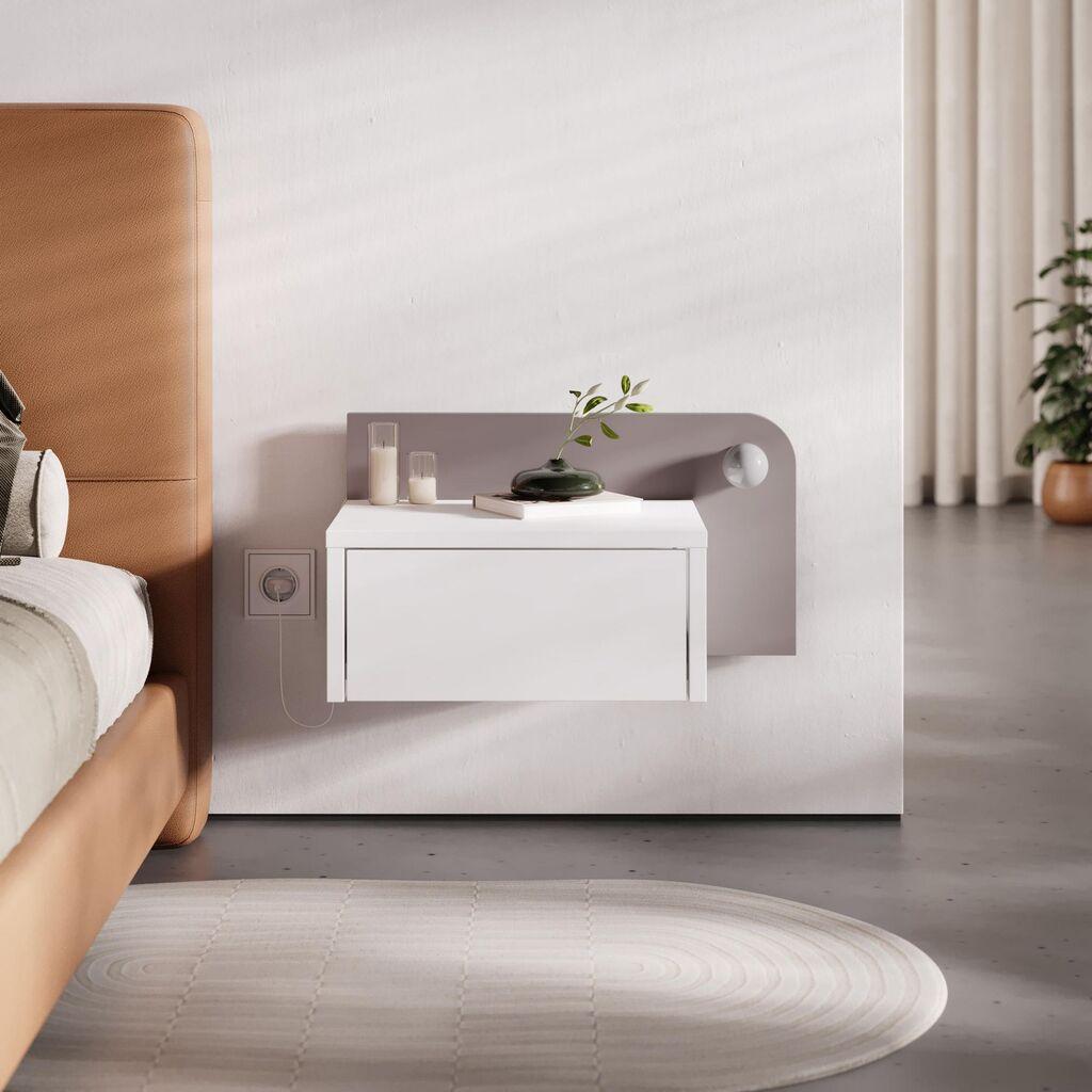 Ноќна масичка Hanah Home, 52x28x30 см, бела