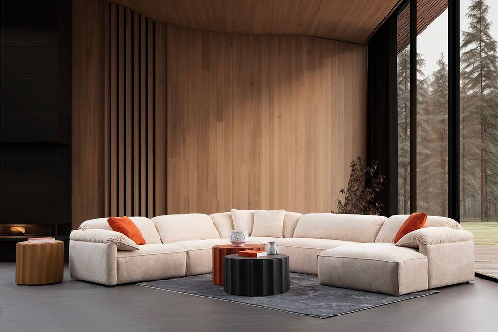 Аголна гарнитура софа Atelier del Flamingo, 335x385x80 см, крем боја