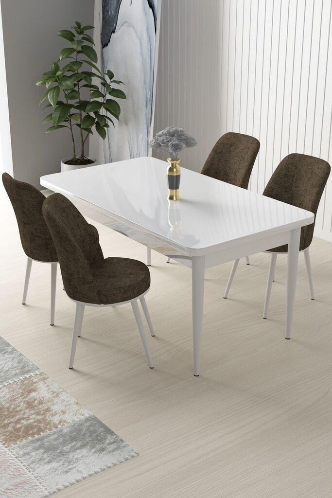 Hanah Home Set Трпезариска маса и 4 столчиња Nile, кафеаво-бела
