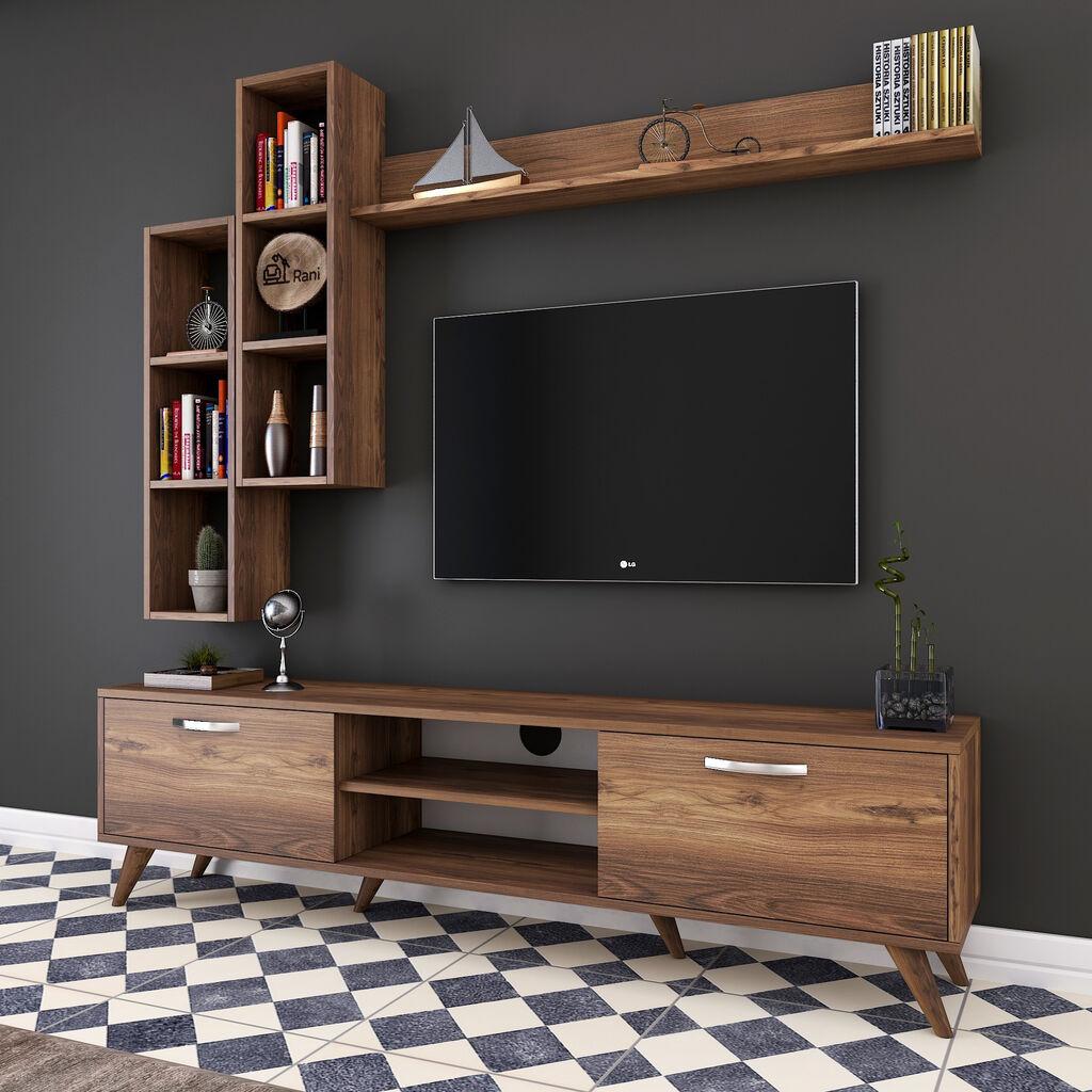 Hanah Home Set ТВ кабинет и dzидна полица M16-262, боја на орев