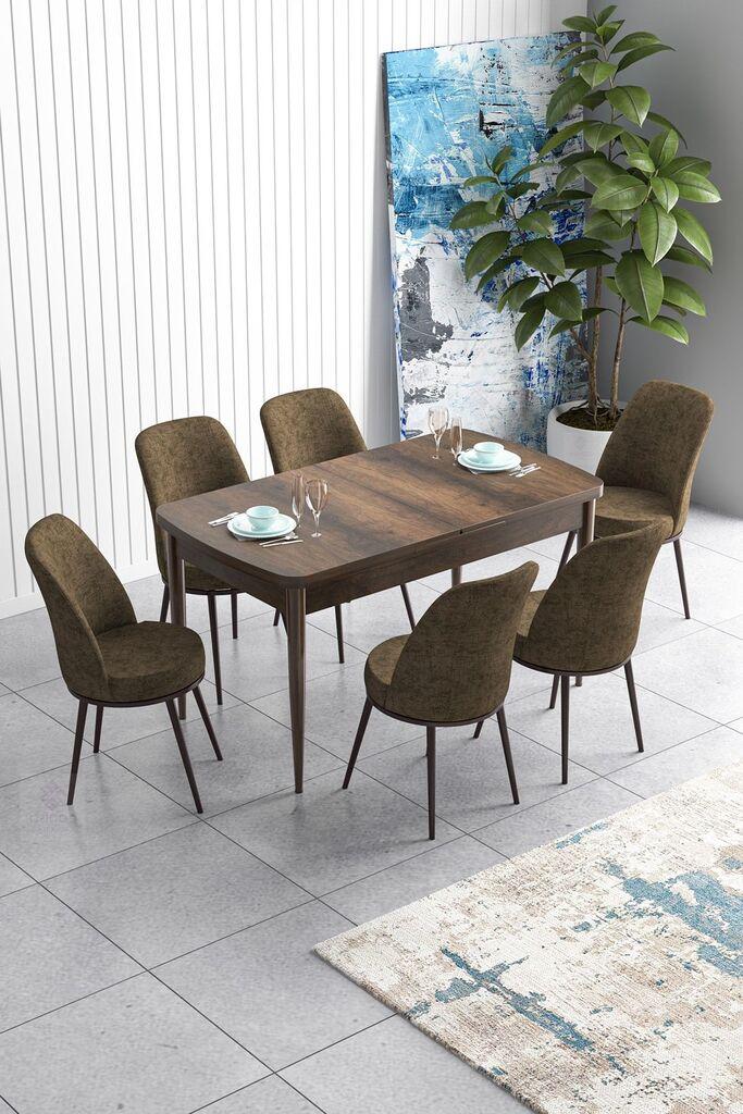 Трпезариска маса и 6 столчиња Hanah Home Set Hanah, кафеава