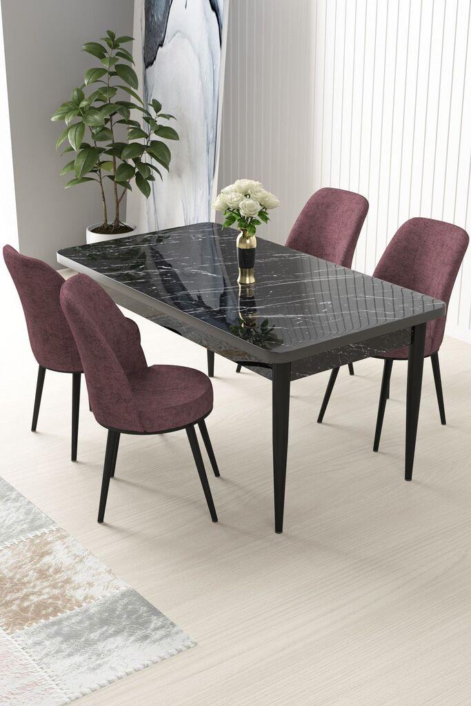Трпезариска маса Hanah Home Set и 4 столчиња Nile, Dirty Pink