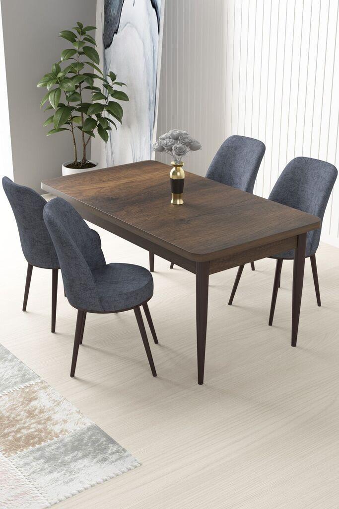 Hanah Home Set Трпезариска маса и 4 столчиња Nile, сиво-кафеава