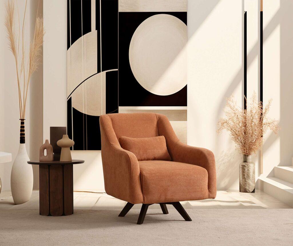 Фотелја Atelier del Sofa Hera, 70x75x85 см, портокалово-црна
