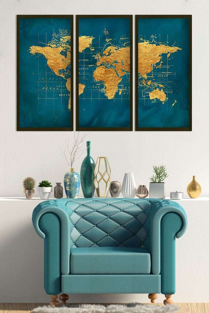 Wallity Декоративни слики во рамка, 70x33 см, 3 парчиња, шарени