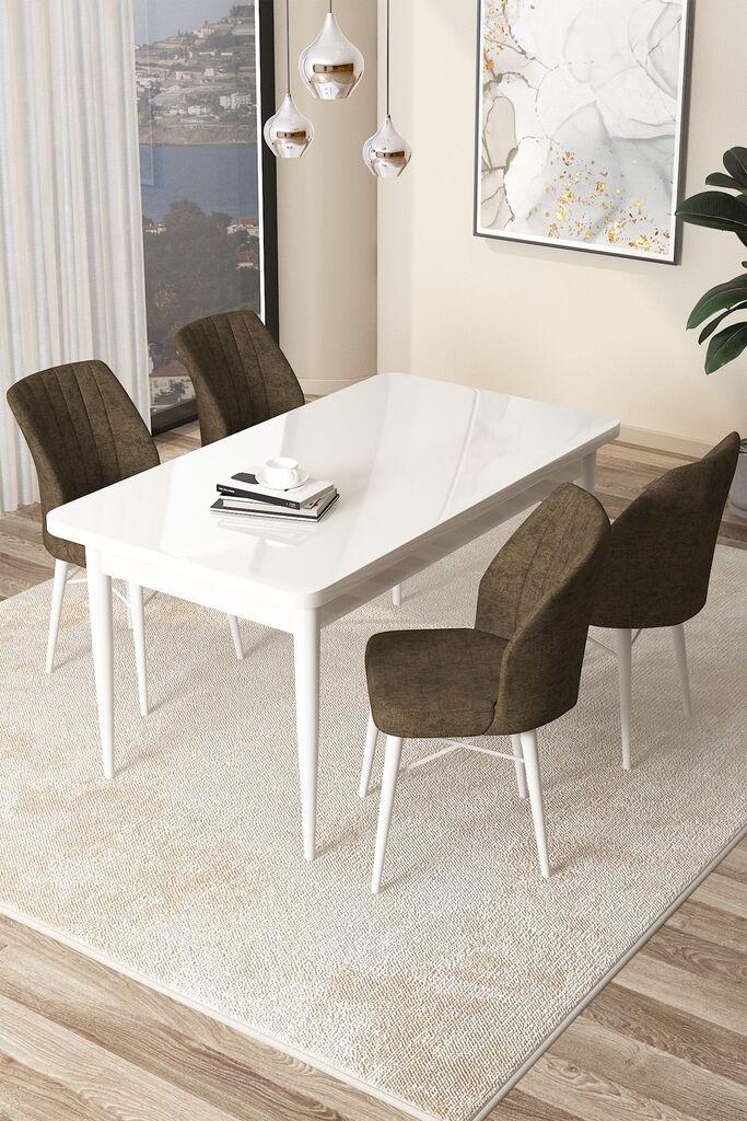 Hanah Home Set Трпезариска маса и 4 столчиња Arp, кафеаво-бела
