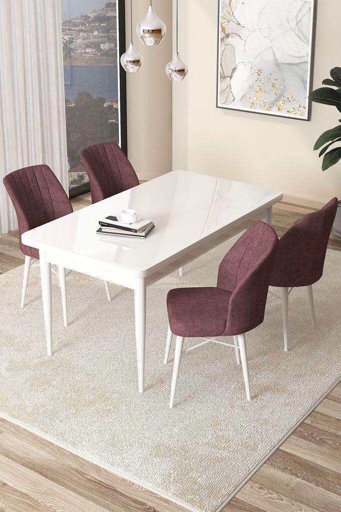 Hanah Home Set Трпезариска маса и 4 столчиња Arp, валкано розова
