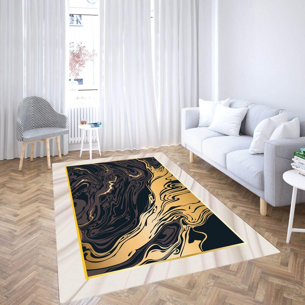 Тепих Conceptum Hypnose CG_107, правоаголен, 160x230 см, црна и златна боја