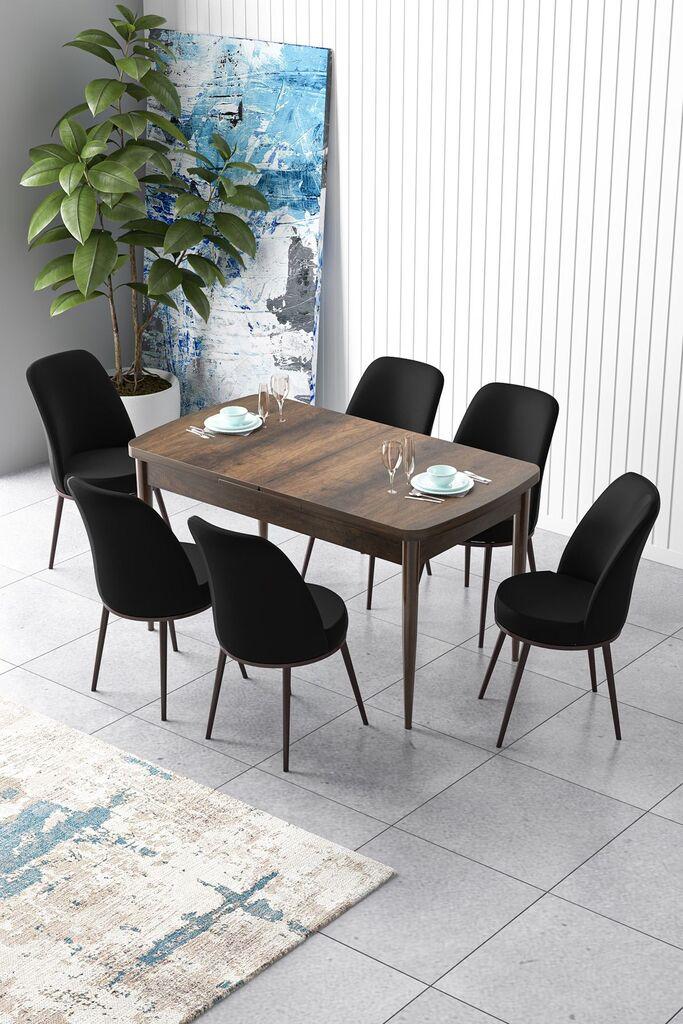 Hanah Home Set Трпезариска маса и 6 столчиња Zen, црно-кафеава