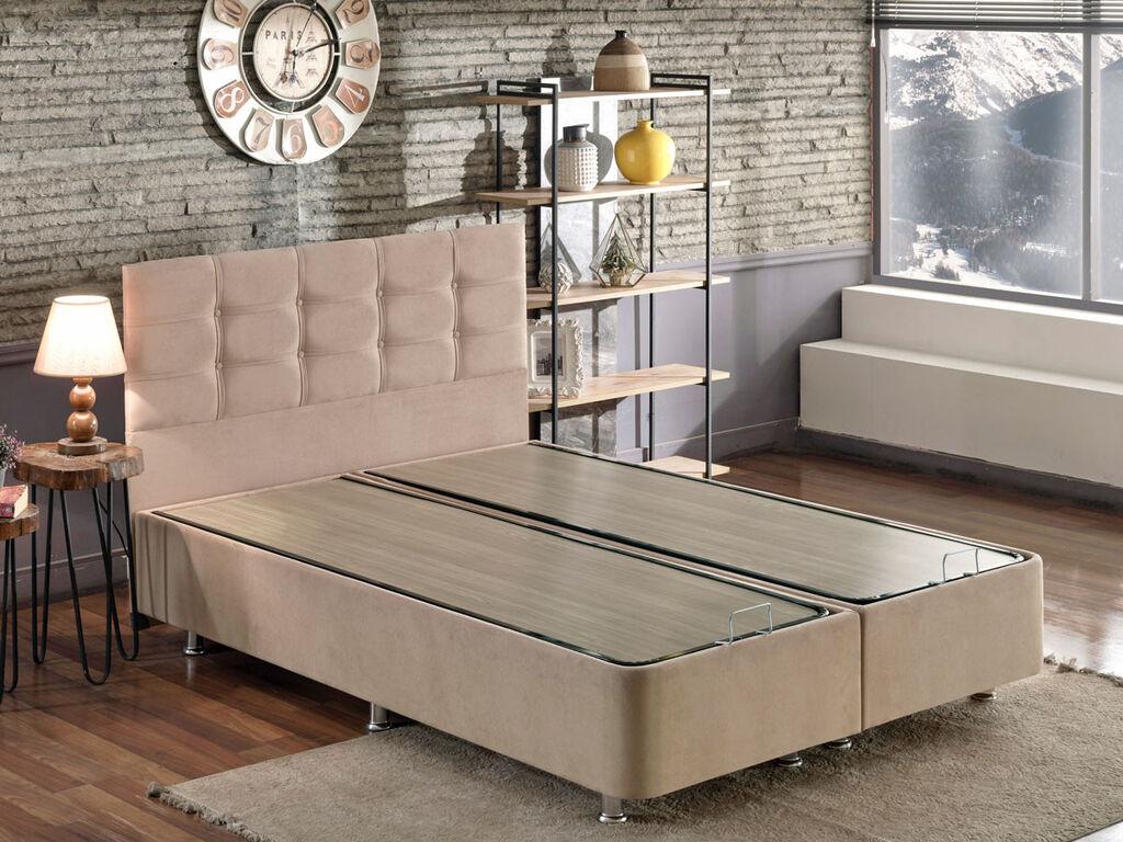 Hanah Home подлога за кревет со табла за кревет Polo, 140x100x190 см, кафеава