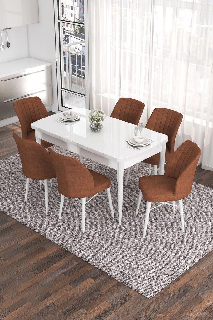Комплет трпезариска маса Hanah Home и 6 столчиња Eva, теракота