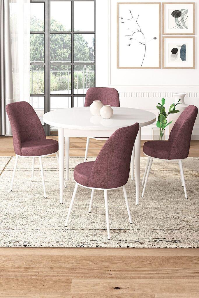 Hanah Home Set Трпезариска маса и 4 столчиња, валкано розова