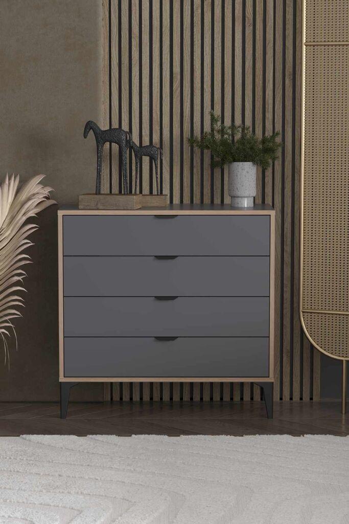 Комода Hanah Home Arden 4, 90 x 88 x 40 см, антрацит