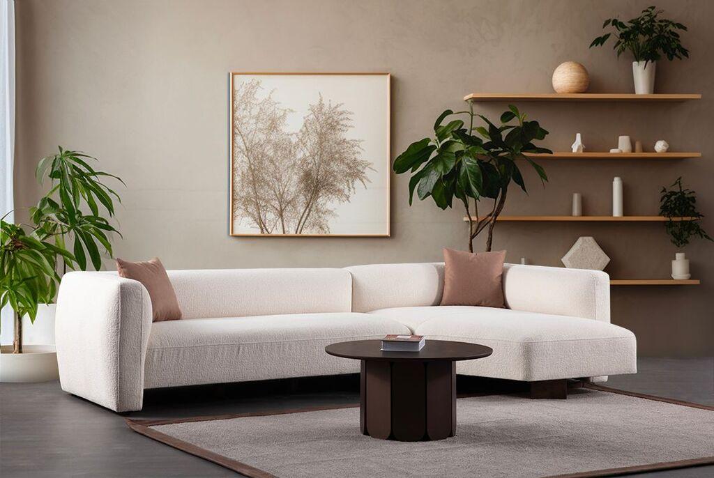 Аголна гарнитура Atelier del Sofa Rena, L аголна, 315x165x70 см, бела