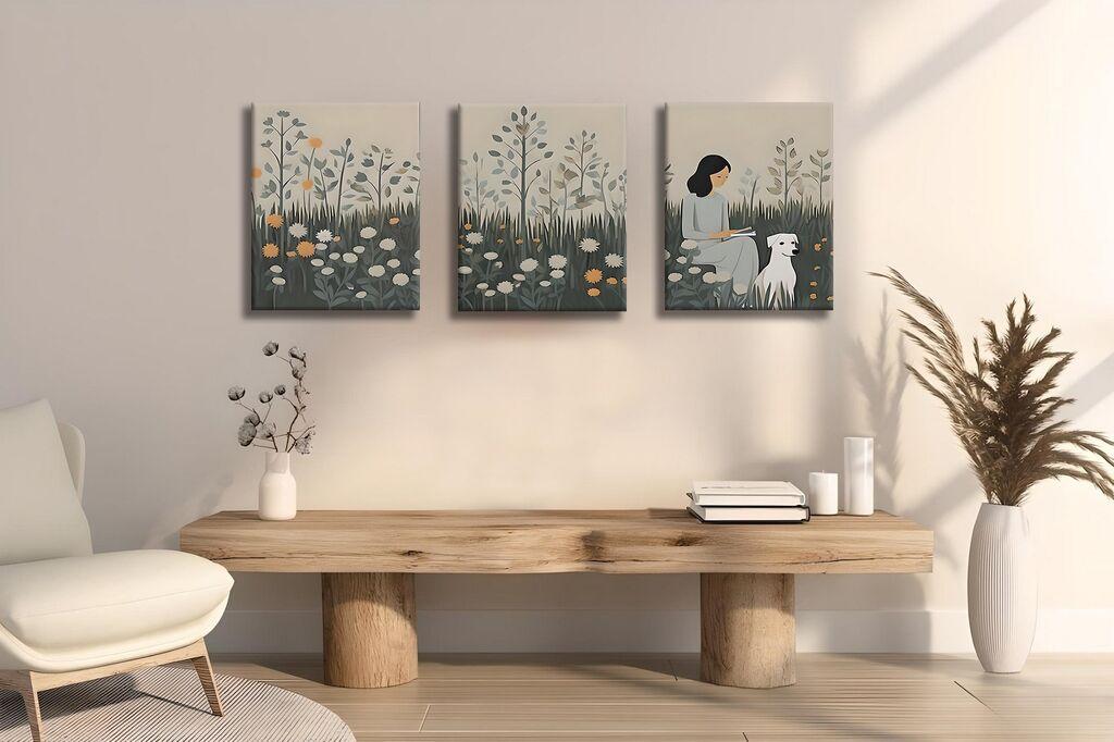 Wallity Декоративни слики на платно, 30x40 см, 3 парчиња, шарени