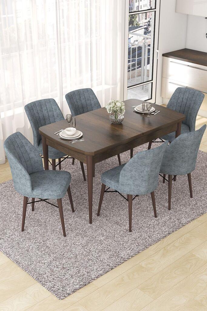 Hanah Home Set Трпезариска маса и 6 столчиња Nef, сиво-кафеава